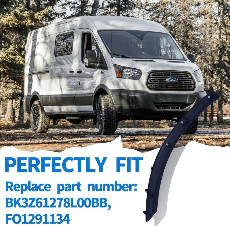 Spwrney Passenger Right Side Fender flare Molding for 2015-2023 Transit 150 250 350, Deflector Wheel Arch Trim Accessories, Replace OEM # BK3Z61278L00BB, FO1291134C, Black, 1PC - Image 3